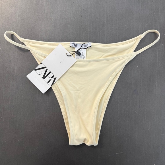 NEW ZARA Ivory White String Bikini Bottoms‎ Solid Small - Picture 1 of 10